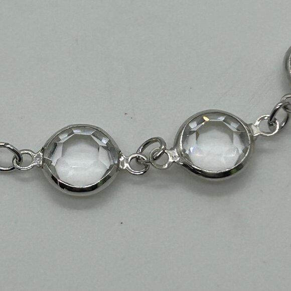 Swarovski Crystal Bezel Bracelet, Clear Silver-Tone Spring Ring Clasp Vintage - Picture 7 of 16
